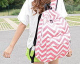 Stripe Print Casual Canvas Backpack - Pink