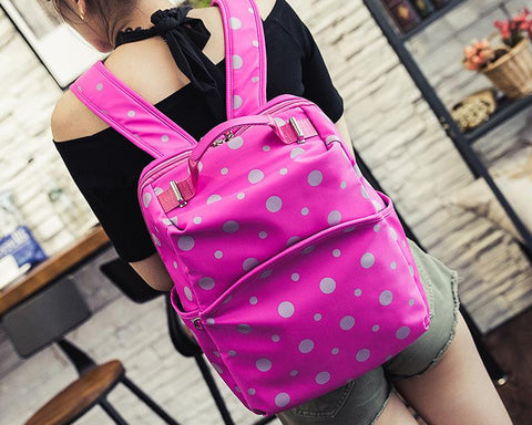 Dot Print Casual Style School Backpack - Pink