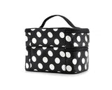 Double Layer Dots Pattern Makeup Bag with Mirror - Black