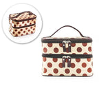 Double Layer Dots Pattern Makeup Bag with Mirror - Beige