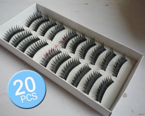 10 Pairs Reusable Long Black Thick False Eyelashes - Black