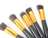 10 Pcs Professional Makeup Brush Set - Black