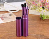 5 Pcs Professional Makeup Brush Set with Cyclinder Tube - Purple