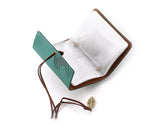 Leaf Pattern Leather Card Holder - Green