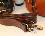 Classic DSLR Leather Shoulder Bag with Detatchable Strap - Brown