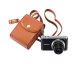 Simple PU Leather Shoulder Bag for Mirrorless Camera - Brown