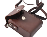 Simple PU Leather Shoulder Bag for Mirrorless Camera - Deep Brown