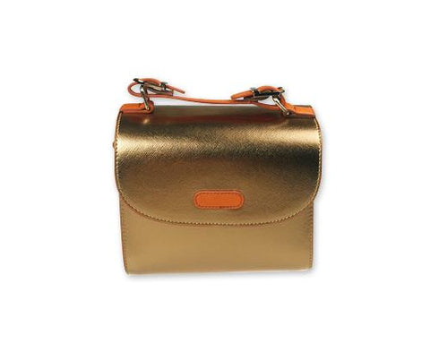 PU Leather Instax Camera Bag with Adjustable Shoulder Strap - Gold