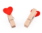 10 Pcs Wooden Pegs Paper Photo Clip With Linen String - Heart