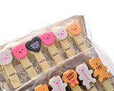 12 Pcs Wooden Pegs Paper Photo Clip With Linen String - Bear