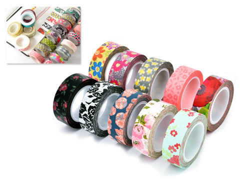 10 Pcs 1.5 cm Japanese Flower Craft Decor Paper Washi Masking Tape