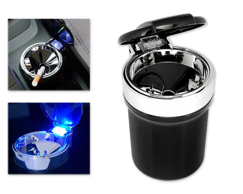 Portable Auto LED Car Cigarette Smokeless Ashtray - Black