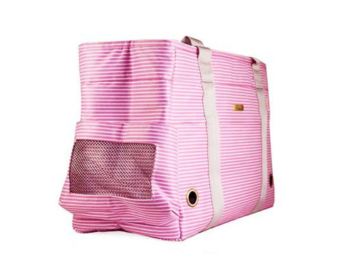 Stripe Series Pet Kennel Carrier Crate Tote Bag - Pink