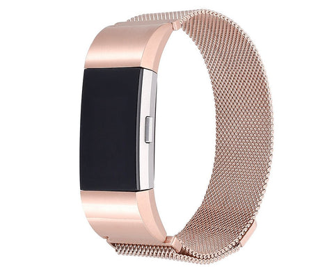 Magnet Stainless Steel Mesh Watch Band for Fitbit Alta - Rose Gold