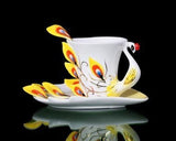 Peacock Cup and Saucer with Spoon