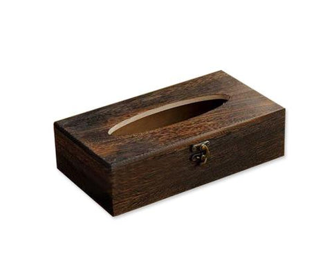 Retro Rectangular Wooden Tissue Box Holder - Brown