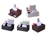 PU Leather Tissue Box Holder with Compartments