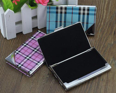 Simple Lined Stainless Steel Business Card Holder