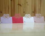 Laser Cut Love Heart Wedding Table Place Cards - White