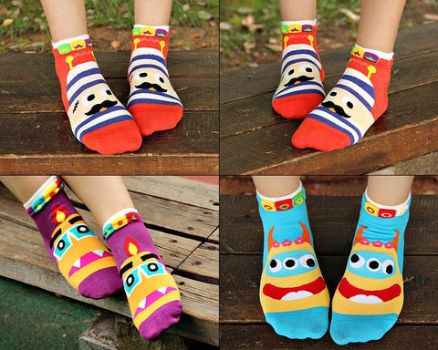 5 Pairs Youth Creative Cartoon Funny Socks