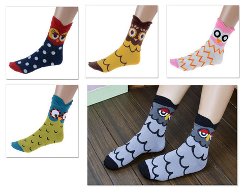 5 Pairs Creative Cute Animal Owl Cartoon Socks