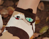 4 Pairs Animal Cat Soft Cartoon Ankle Socks Set