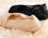 4 Pairs One Size Women Lace Non-Skid No Show Socks Set - Black and Beige