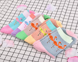 5 Pairs Flamingo Pattern Women Cotton Socks