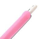 Luxury Leather Single Pen Holder with Transparent Case - Pink