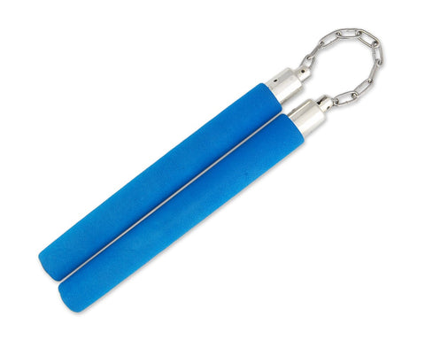 12'' Practice Foam Padded Nunchaku with Steel Swivel Chain - Blue