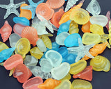 60 Pcs Small Luminous Aquarium Pebbles Set - Starfish and Shell