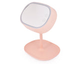 Compact LED Makeup Mirror with Table Lamp - Pink