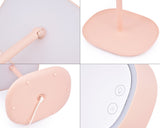 Compact LED Makeup Mirror with Table Lamp - Pink