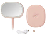 Compact LED Makeup Mirror with Table Lamp - Pink