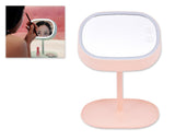 Compact LED Makeup Mirror with Table Lamp - Pink