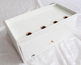 PU Leather Wooden Desk Decor Cosmetic Storage Box with Drawer - White