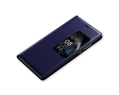 Eyelet Series Huawei P8 Flip Leather Case - Blue