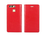 Wallet Series Huawei P9 Genuine Leather Case - Red