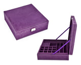 Two-Layer Jewelry Box Earrings Organizer Necklace Display Case-Purple