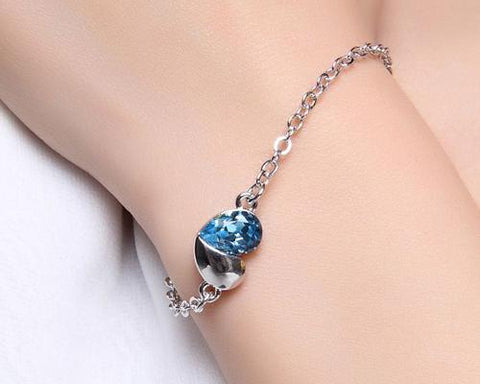 Sweet Heart Blue Crystal Bracelet