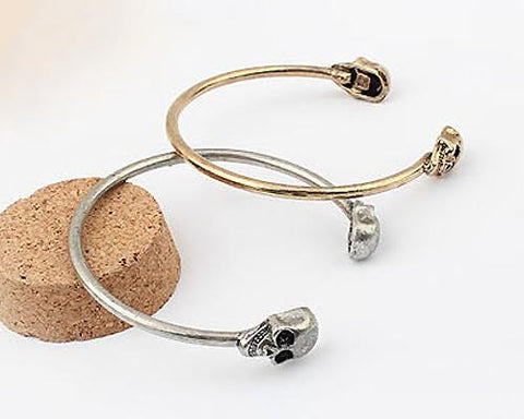 Rock Skull Silver Bangle