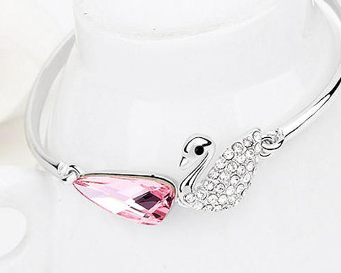 Swan Pink Crystal Bangle