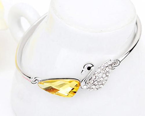 Swan Yellow Crystal Bangle