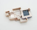 Geometric Square White Crystal Brooch Pin