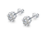 Rose Shaped 925 Sterling Silver Crystal Earrings Studs for Women