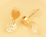 Love Heart Round Crystal Stud Earrings for Women