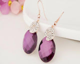 Noble Purple Crystal Hook Earrings