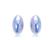 Vintage Oval Blue Tone Clip On Earrings for Girls