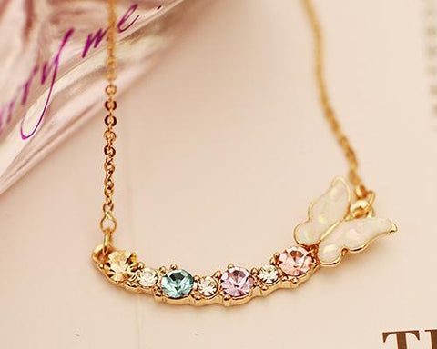 Fancy Butterfly Crystal Necklace