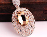 Sparkle Oval Champagne Crystal Necklace